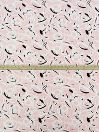 Pale Ballet Pink/White/Black Polyester/Lycra Floral Print ITY Knit - NY Designer - 58W