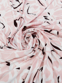 Pale Ballet Pink/White/Black Polyester/Lycra Floral Print ITY Knit - NY Designer - 58W