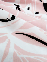 Pale Ballet Pink/White/Black Polyester/Lycra Floral Print ITY Knit - NY Designer - 58W
