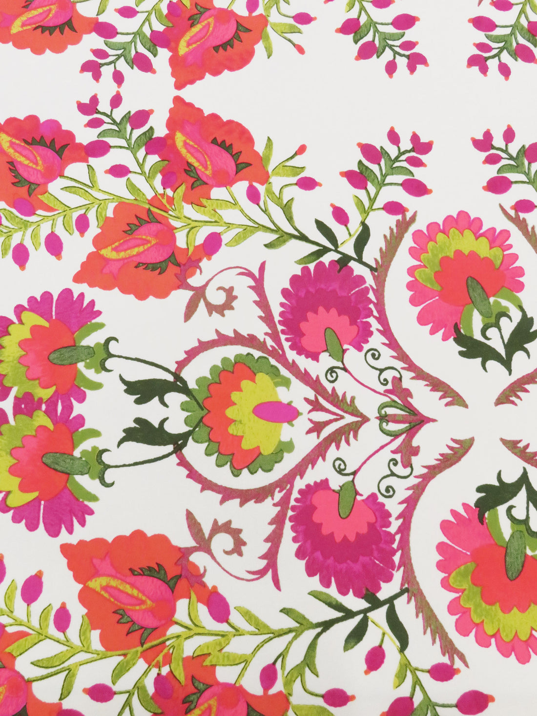 Pale Taupe/Hot Fiery Red/Avocado Green/Multi Polyester/Lycra Ornate Floral Print ITY Knit - NY Designer - 56W