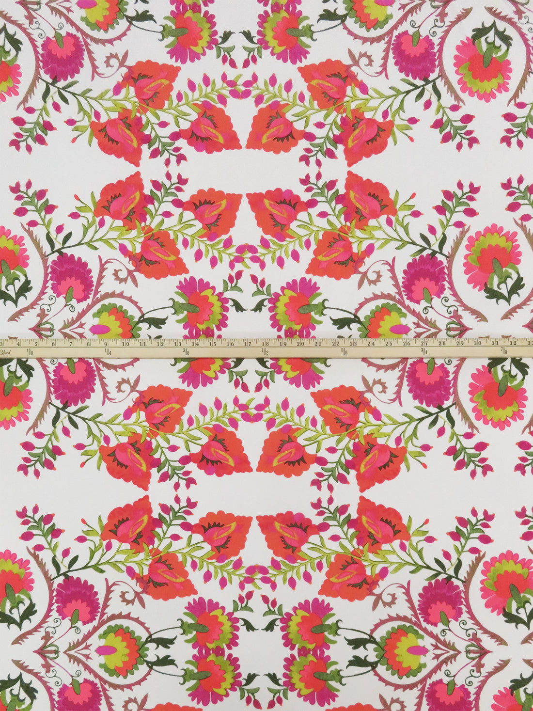 Pale Taupe/Hot Fiery Red/Avocado Green/Multi Polyester/Lycra Ornate Floral Print ITY Knit - NY Designer - 56W