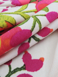 Pale Taupe/Hot Fiery Red/Avocado Green/Multi Polyester/Lycra Ornate Floral Print ITY Knit - NY Designer - 56W