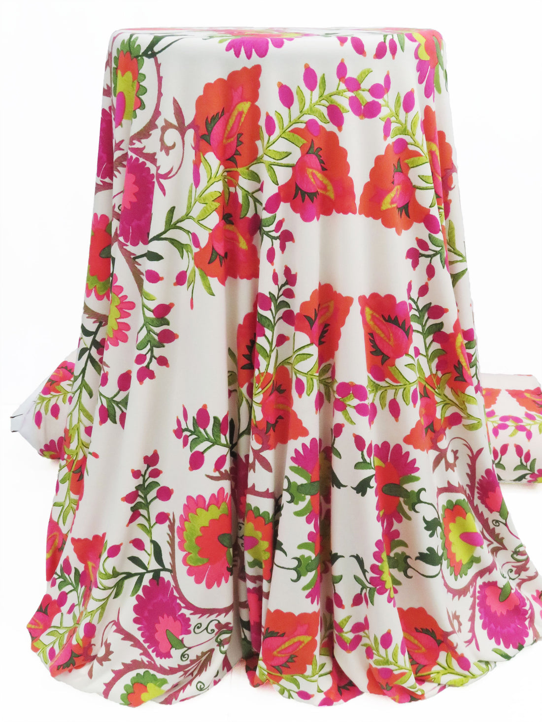 Pale Taupe/Hot Fiery Red/Avocado Green/Multi Polyester/Lycra Ornate Floral Print ITY Knit - NY Designer - 56W