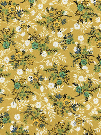 Vegas Gold/Dark Sea Green/Black/White Polyester/Lycra Floral Print ITY Knit - NY Designer - 58W