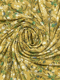 Vegas Gold/Dark Sea Green/Black/White Polyester/Lycra Floral Print ITY Knit - NY Designer - 58W