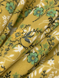 Vegas Gold/Dark Sea Green/Black/White Polyester/Lycra Floral Print ITY Knit - NY Designer - 58W