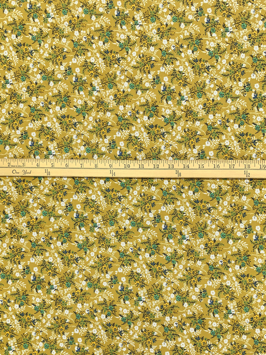 Vegas Gold/Dark Sea Green/Black/White Polyester/Lycra Floral Print ITY Knit - NY Designer - 58W