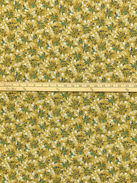 Vegas Gold/Dark Sea Green/Black/White Polyester/Lycra Floral Print ITY Knit - NY Designer - 58W