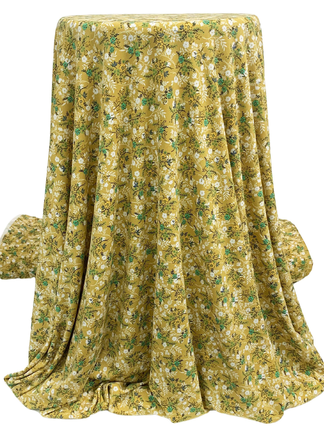 Vegas Gold/Dark Sea Green/Black/White Polyester/Lycra Floral Print ITY Knit - NY Designer - 58W