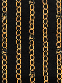 Black/Gold Polyester/Lycra Vertical MK Chain Print ITY Knit - NY Designer - 58W