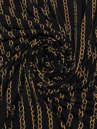 Black/Gold Polyester/Lycra Vertical MK Chain Print ITY Knit - NY Designer - 58W