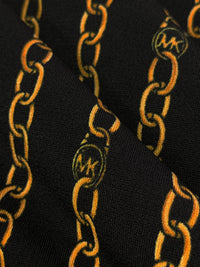 Black/Gold Polyester/Lycra Vertical MK Chain Print ITY Knit - NY Designer - 58W