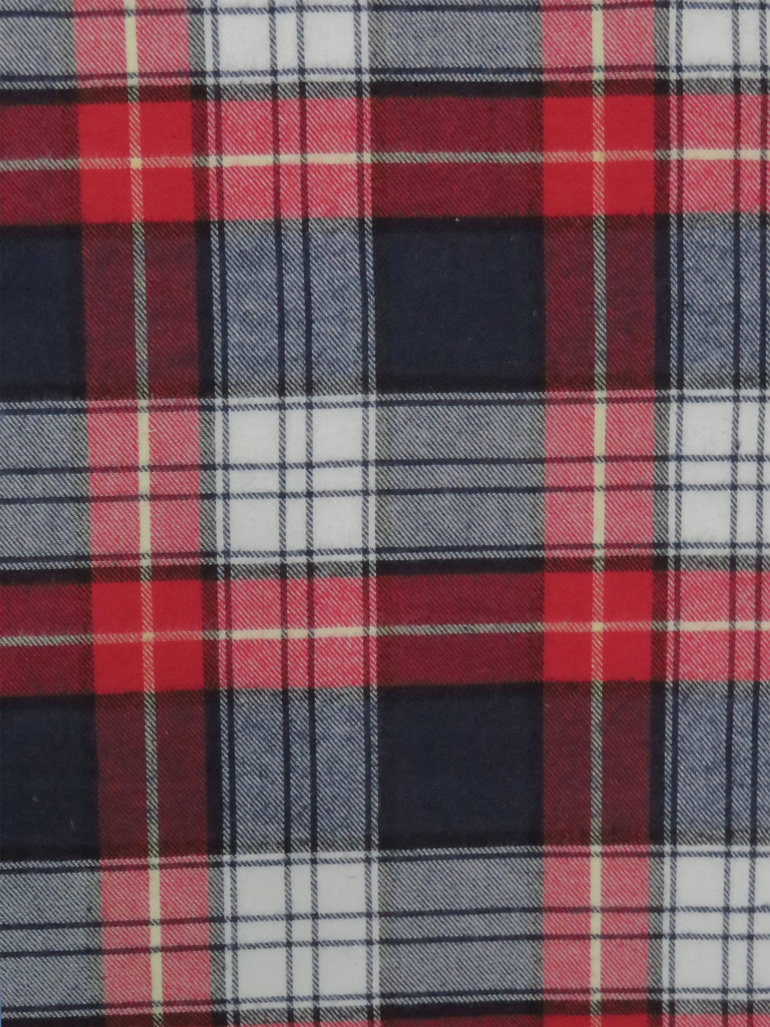 Midnight Navy/Dark Cherry Red/White/Black 100% Cotton Plaid Weave Flannel Shirting 60W