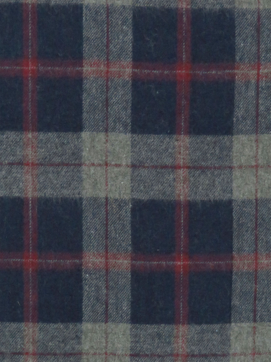 Navy Blue/Wolf Gray/Burgundy 100% Cotton Plaid Weave Flannel Shirting 52W