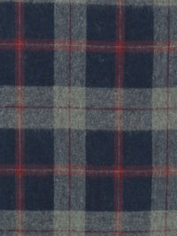Navy Blue/Wolf Gray/Burgundy 100% Cotton Plaid Weave Flannel Shirting 52W