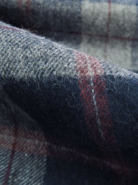 Navy Blue/Wolf Gray/Burgundy 100% Cotton Plaid Weave Flannel Shirting 52W