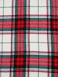White/Crimson/Dark Forest Green/Multi 100% Cotton Plaid Weave Yarn-Dyed Flannel Shirting 60W