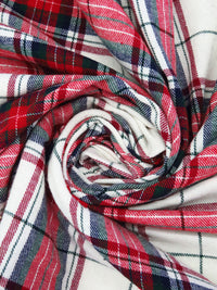 White/Crimson/Dark Forest Green/Multi 100% Cotton Plaid Weave Yarn-Dyed Flannel Shirting 60W