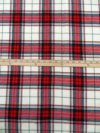 White/Crimson/Dark Forest Green/Multi 100% Cotton Plaid Weave Yarn-Dyed Flannel Shirting 60W