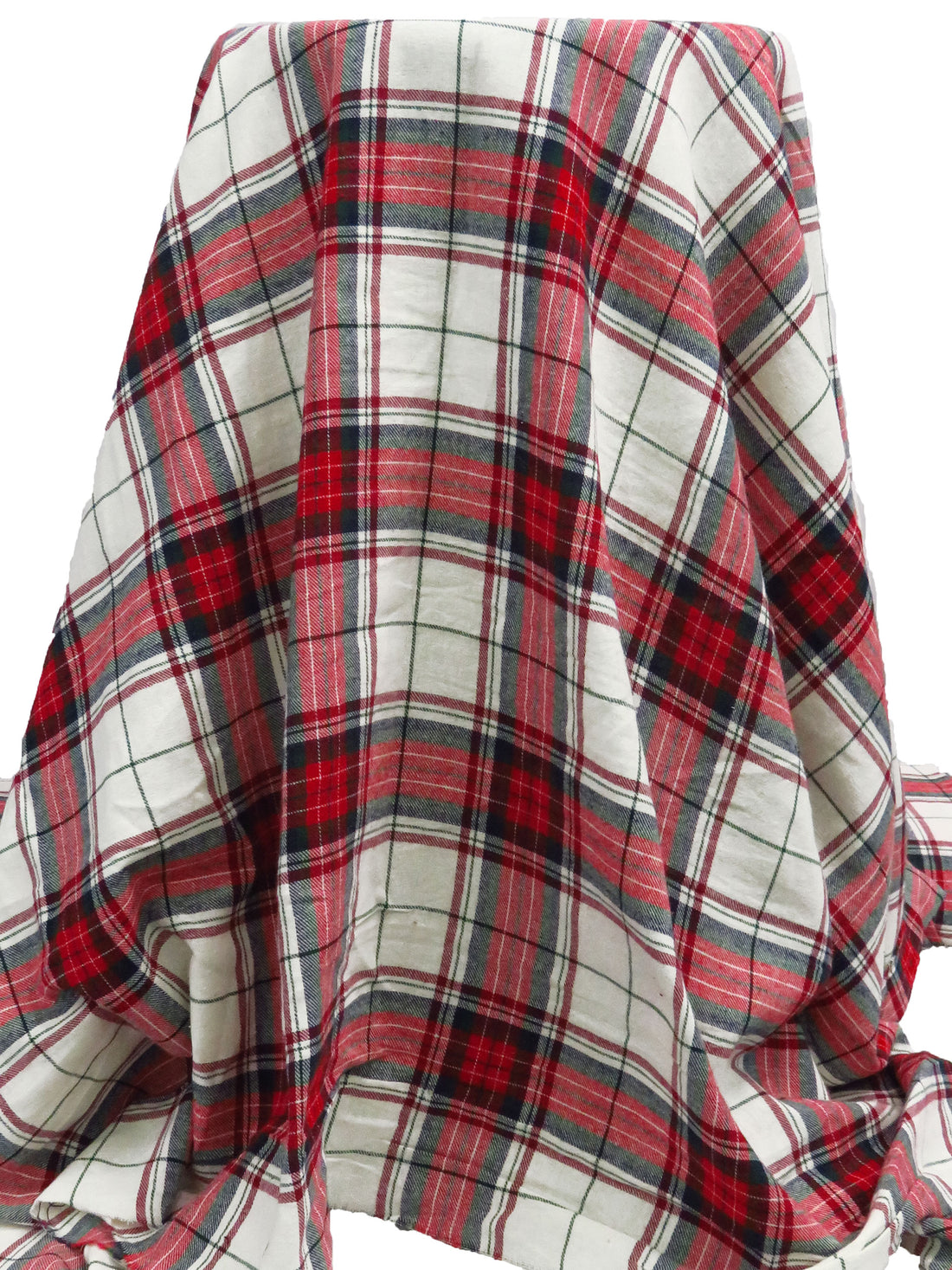 White/Crimson/Dark Forest Green/Multi 100% Cotton Plaid Weave Yarn-Dyed Flannel Shirting 60W
