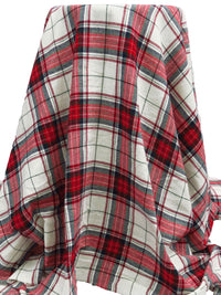 White/Crimson/Dark Forest Green/Multi 100% Cotton Plaid Weave Yarn-Dyed Flannel Shirting 60W