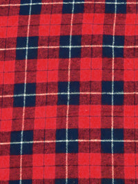 Crimson/Dark Navy/White 100% Cotton Plaid Weave Yarn-Dyed Flannel Shirting 56W