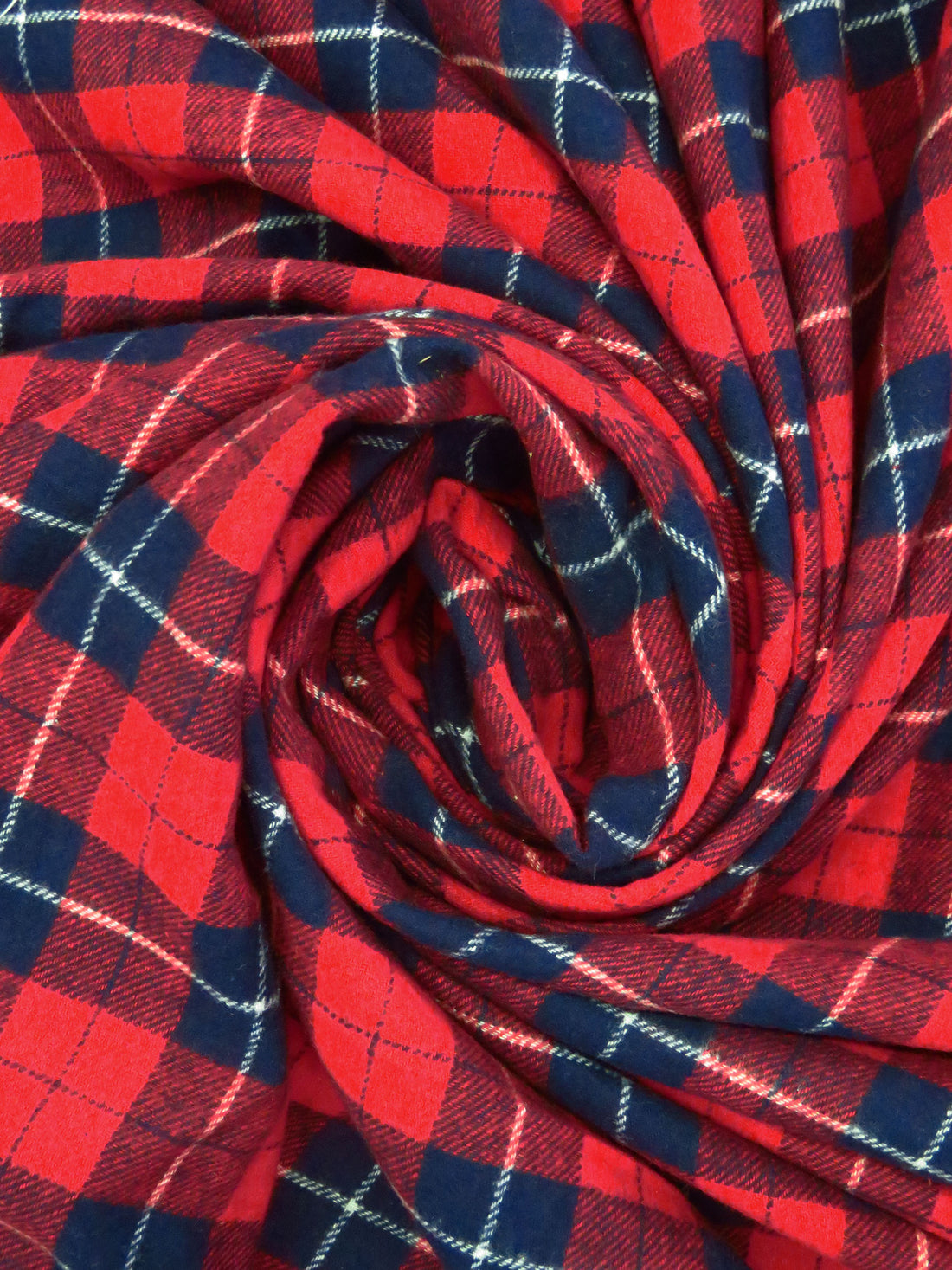 Crimson/Dark Navy/White 100% Cotton Plaid Weave Yarn-Dyed Flannel Shirting 56W