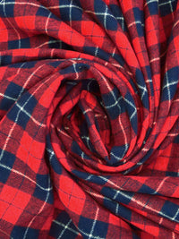 Crimson/Dark Navy/White 100% Cotton Plaid Weave Yarn-Dyed Flannel Shirting 56W