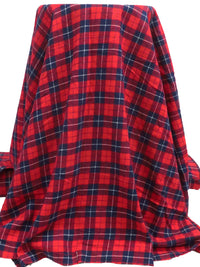 Crimson/Dark Navy/White 100% Cotton Plaid Weave Yarn-Dyed Flannel Shirting 56W