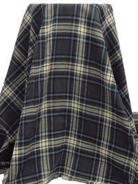 Charcoal Gray/Black/Dark Vanilla/Slate Blue 100% Cotton Plaid Weave Yarn-Dyed Flannel Shirting 56W