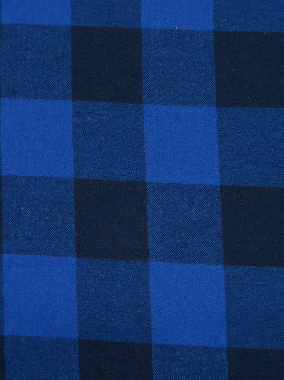Cobalt/Midnight Navy 100% Cotton Plaid Weave Flannel Shirting 54W