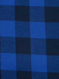 Cobalt/Midnight Navy 100% Cotton Plaid Weave Flannel Shirting 54W