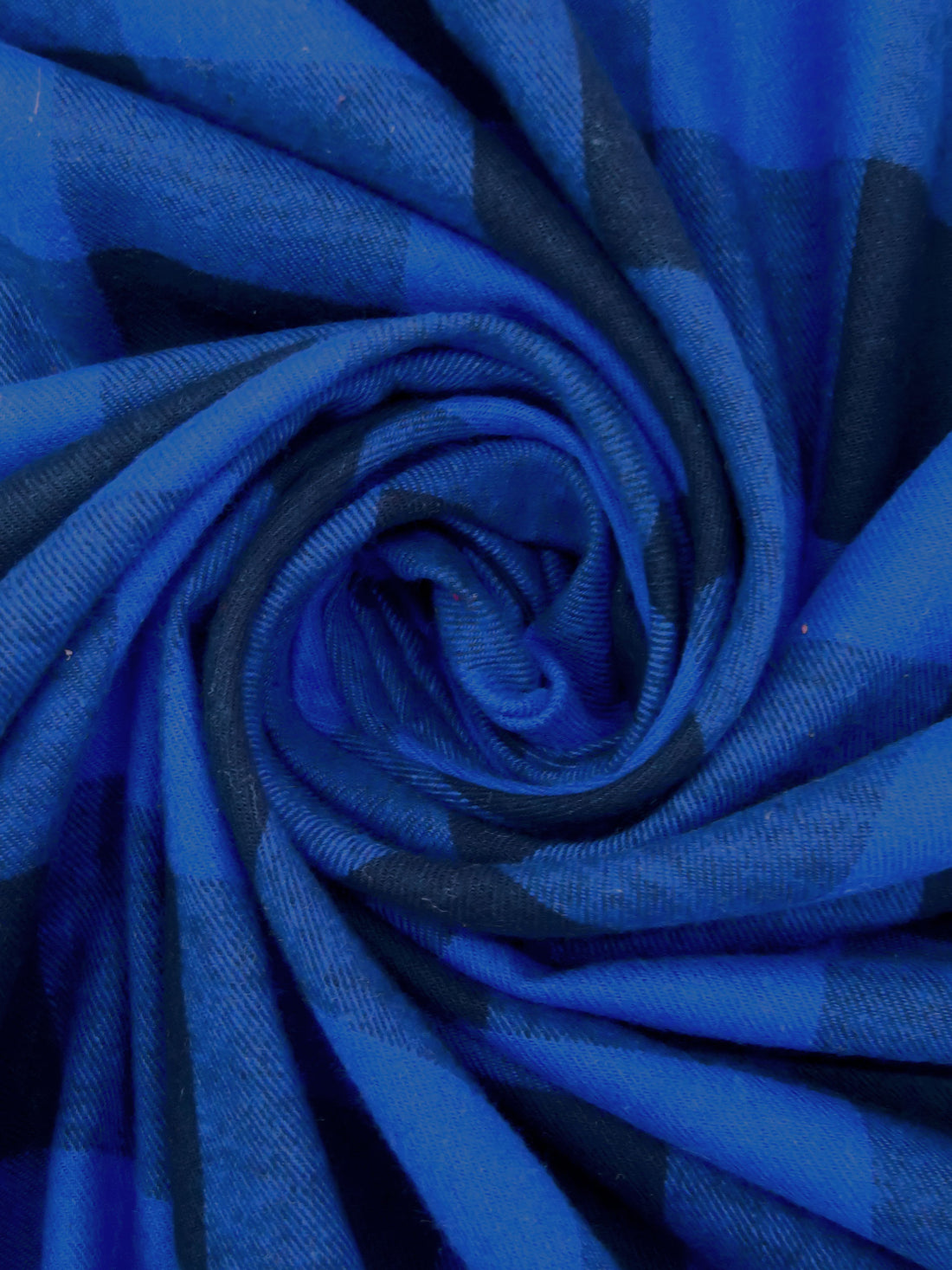 Cobalt/Midnight Navy 100% Cotton Plaid Weave Flannel Shirting 54W