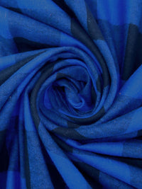 Cobalt/Midnight Navy 100% Cotton Plaid Weave Flannel Shirting 54W