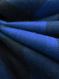 Cobalt/Midnight Navy 100% Cotton Plaid Weave Flannel Shirting 54W