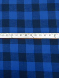 Cobalt/Midnight Navy 100% Cotton Plaid Weave Flannel Shirting 54W