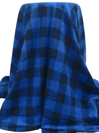 Cobalt/Midnight Navy 100% Cotton Plaid Weave Flannel Shirting 54W