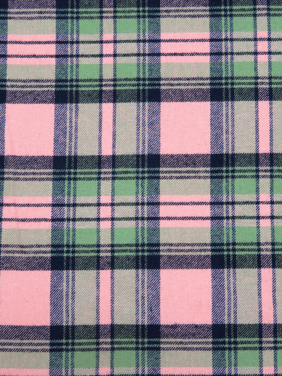 Spanish Pink/Midnight Navy/Asparagus/Black 100% Cotton Plaid Weave Flannel Shirting 56W