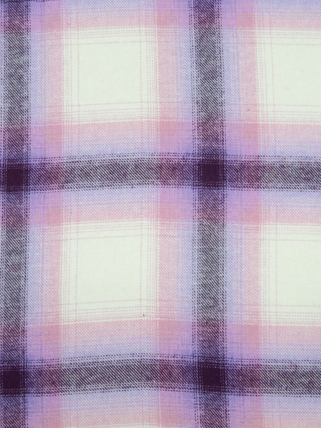 Eggshell/Pink Pearl/Lilac/Dark Vienna Roast 100% Cotton Plaid Weave Flannel Shirting 62W