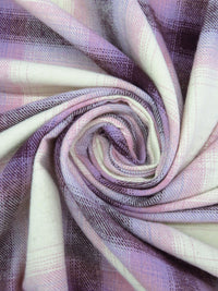 Eggshell/Pink Pearl/Lilac/Dark Vienna Roast 100% Cotton Plaid Weave Flannel Shirting 62W