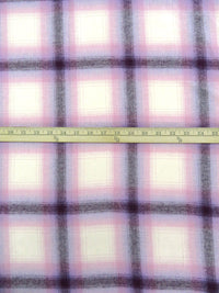 Eggshell/Pink Pearl/Lilac/Dark Vienna Roast 100% Cotton Plaid Weave Flannel Shirting 62W
