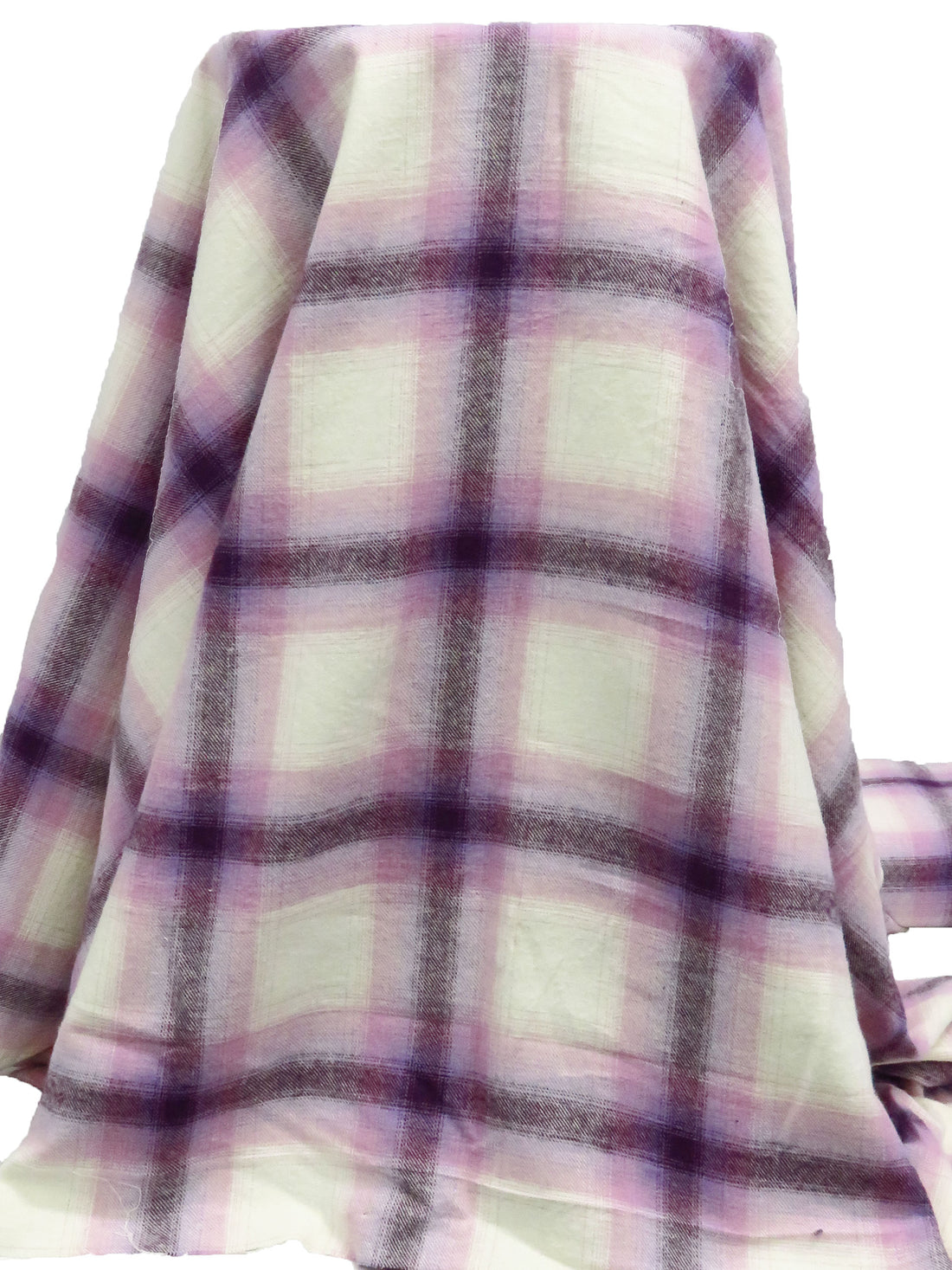Eggshell/Pink Pearl/Lilac/Dark Vienna Roast 100% Cotton Plaid Weave Flannel Shirting 62W