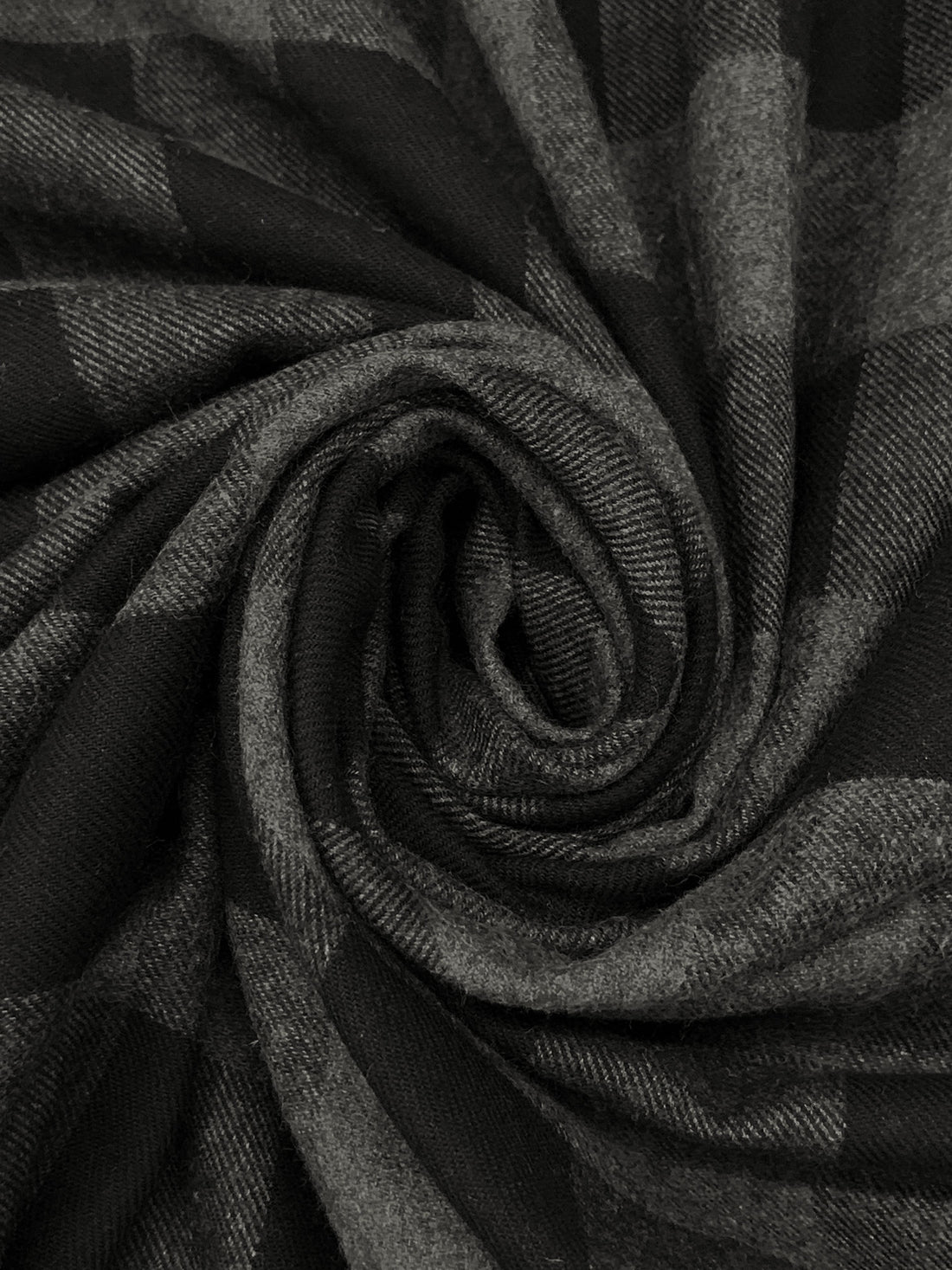 Dim Gray/Black 100% Cotton Plaid Weave Yarn-Dyed Flannel Shirting 62W