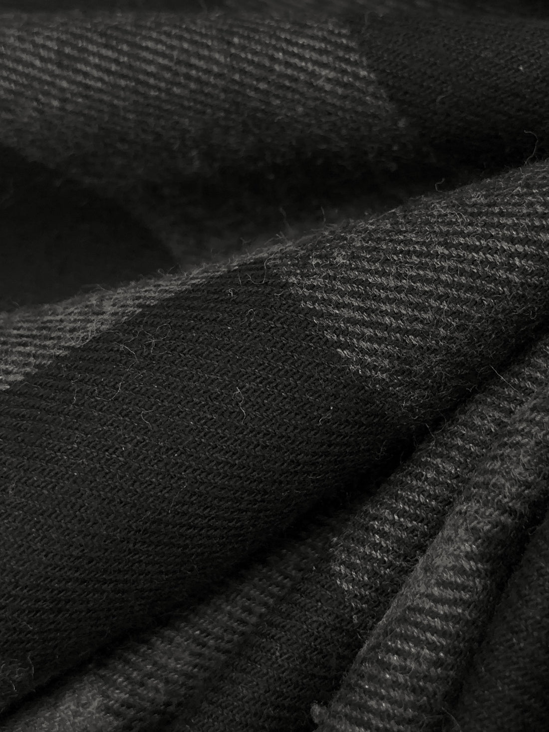 Dim Gray/Black 100% Cotton Plaid Weave Yarn-Dyed Flannel Shirting 62W