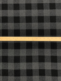 Dim Gray/Black 100% Cotton Plaid Weave Yarn-Dyed Flannel Shirting 62W