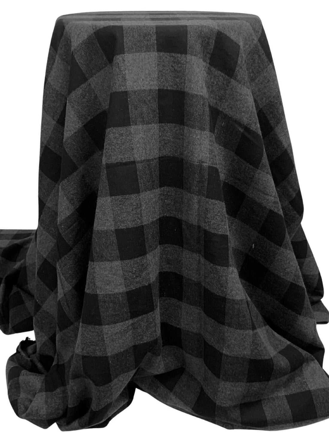 Dim Gray/Black 100% Cotton Plaid Weave Yarn-Dyed Flannel Shirting 62W