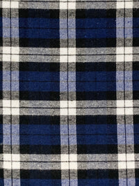 Navy/White/Black 100% Cotton Plaid Weave Yarn-Dyed Flannel Shirting 54W