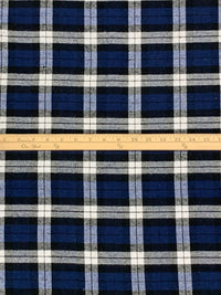 Navy/White/Black 100% Cotton Plaid Weave Yarn-Dyed Flannel Shirting 54W