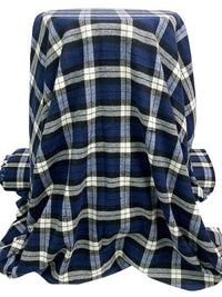 Navy/White/Black 100% Cotton Plaid Weave Yarn-Dyed Flannel Shirting 54W