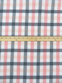 White/Pale Peach/Anchor Gray/Pale Salmon 100% Cotton Plaid Weave Yarn-Dyed Flannel Shirting 54W